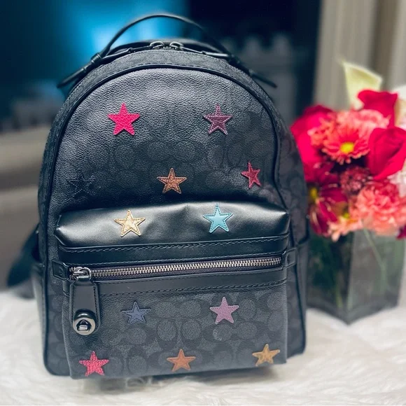 Coach Campus Backpack In Signature Canvas With Star Applique & Snakeskin Detail - Picture 6 of 16